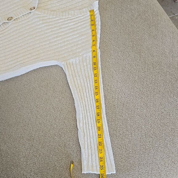 American Eagle Cream Beach Coastal Cotton Knit V-Neck Cardigan - Size Medium - Picture 10 of 14